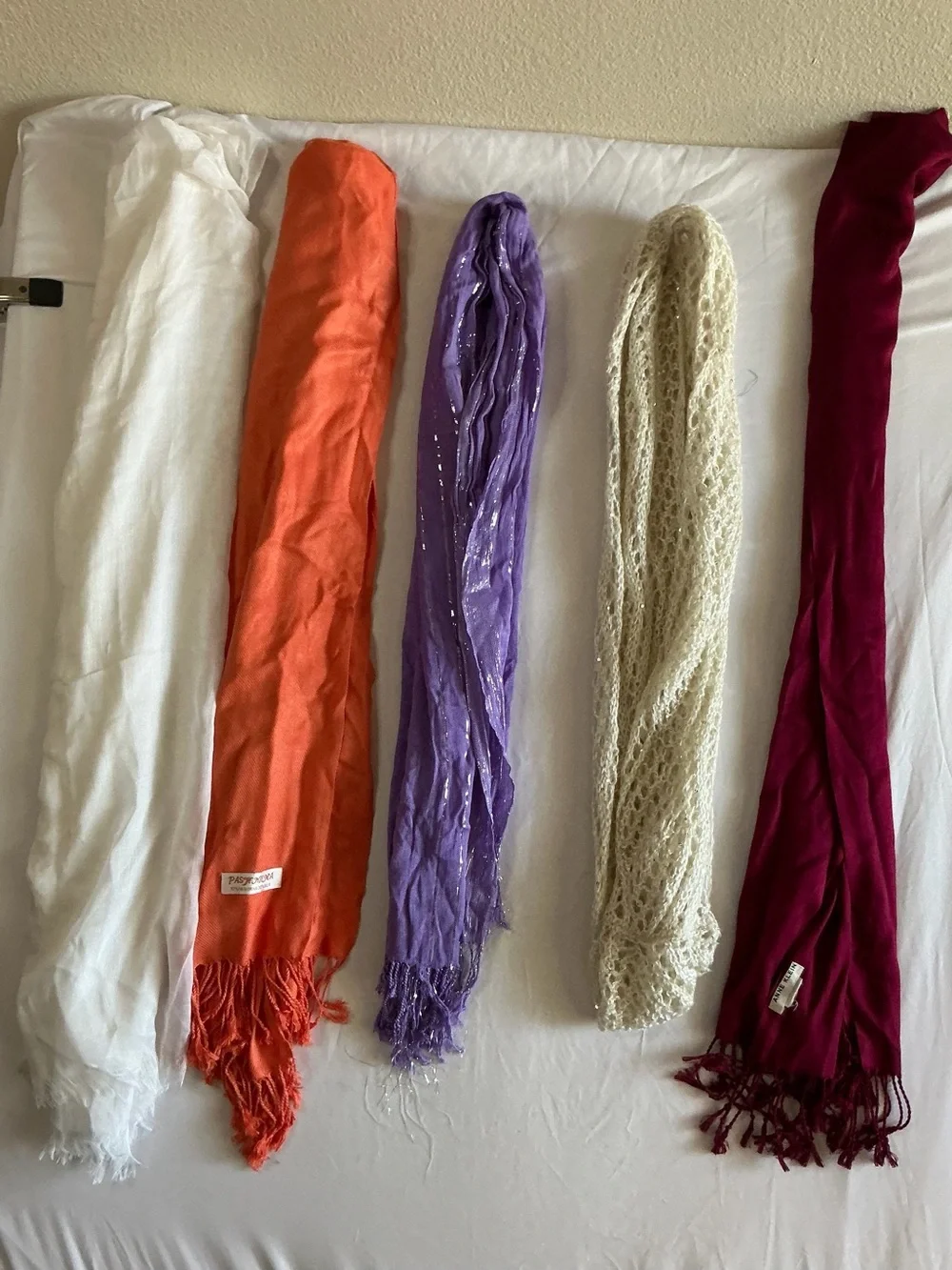 Women’s Scarf Bundle - Purple, Orange, Cream, White, Burgundy
